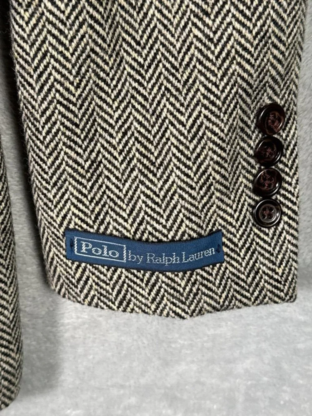 Polo Ralph Lauren Blazer Mens 40R Black Herringbone Wool Soft Sport Coat